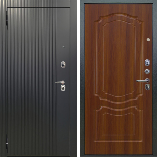 Входная дверь Аргус ЛЮКС 3К Фрейда ч кварц фортеза хром + Мишель Дуб рустикальный