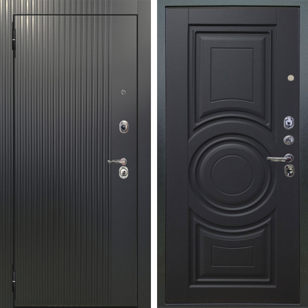 Входная дверь Аргус ЛЮКС 3К Фрейда ч кварц фортеза хром + Могадиш Черный софт