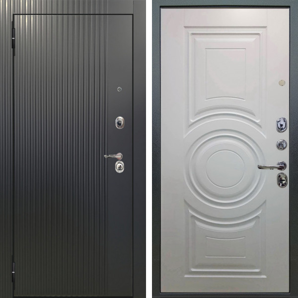 Входная дверь Аргус ЛЮКС 3К Фрейда ч кварц фортеза хром + Могадиш Софт милк