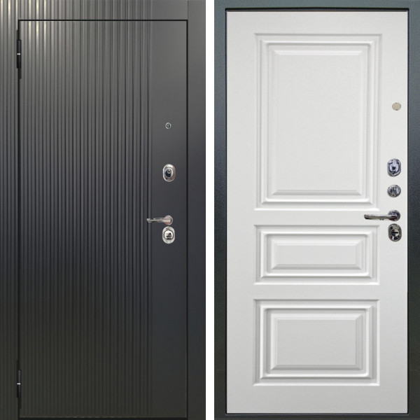 Входная дверь Аргус ЛЮКС 3К Фрейда ч кварц фортеза хром + Скиф Софт милк