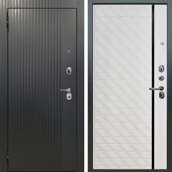 Входная дверь Аргус ЛЮКС 3К Фрейда ч кварц фортеза хром + Тори Софт милк