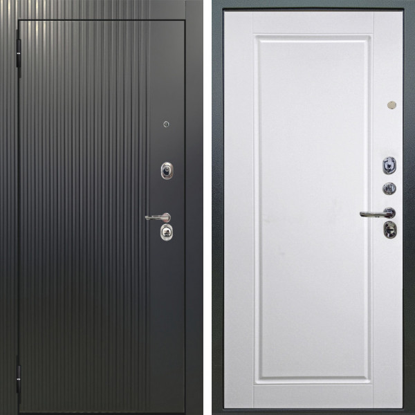 Входная дверь Аргус ЛЮКС 3К Фрейда ч кварц фортеза хром + Тревор Софт милк