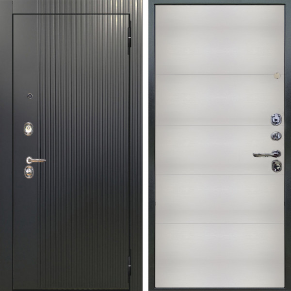 Входная дверь Аргус ЛЮКС 3К Фрейда Черный кварц + Агат Вельвет белый горизонт