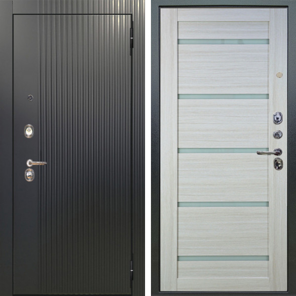 Входная дверь Аргус ЛЮКС 3К Фрейда Черный кварц + Александра Белая лиственница