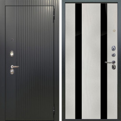 Входная дверь Аргус ЛЮКС 3К Фрейда Черный кварц + Дуэт Белое дерево вставки Кензо