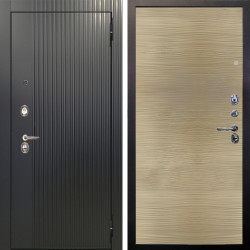 Входная дверь Аргус ЛЮКС 3К Фрейда Черный кварц + Элегант Дорс светлый горизонт