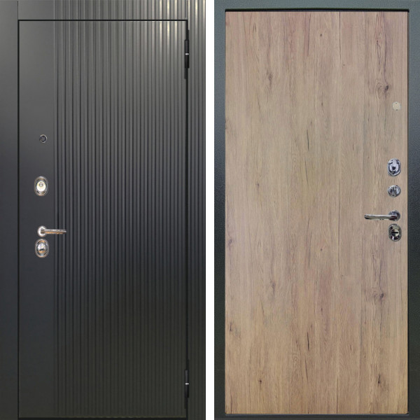Входная дверь Аргус ЛЮКС 3К Фрейда Черный кварц + Элегант Рустик соломенный