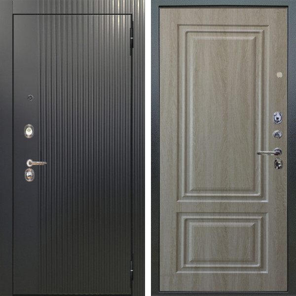 Входная дверь Аргус ЛЮКС 3К Фрейда Черный кварц + Элион Дуб филадельфия крем