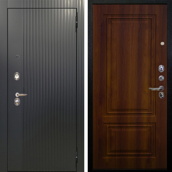 Входная дверь Аргус ЛЮКС 3К Фрейда Черный кварц + Элион Дуб рустикальный