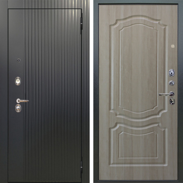 Входная дверь Аргус ЛЮКС 3К Фрейда Черный кварц + Мишель Ларче светлый