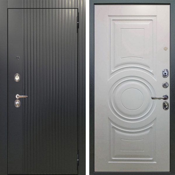 Входная дверь Аргус ЛЮКС 3К Фрейда Черный кварц + Могадиш Софт милк