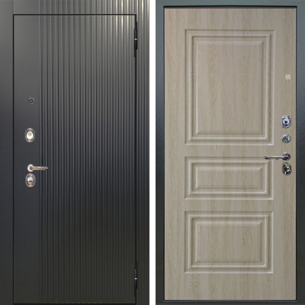 Входная дверь Аргус ЛЮКС 3К Фрейда Черный кварц + Скиф Дуб филадельфия крем