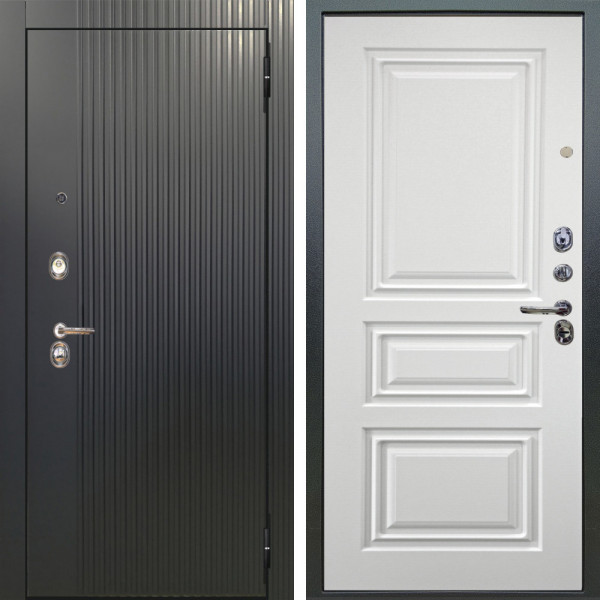 Входная дверь Аргус ЛЮКС 3К Фрейда Черный кварц + Скиф Софт милк