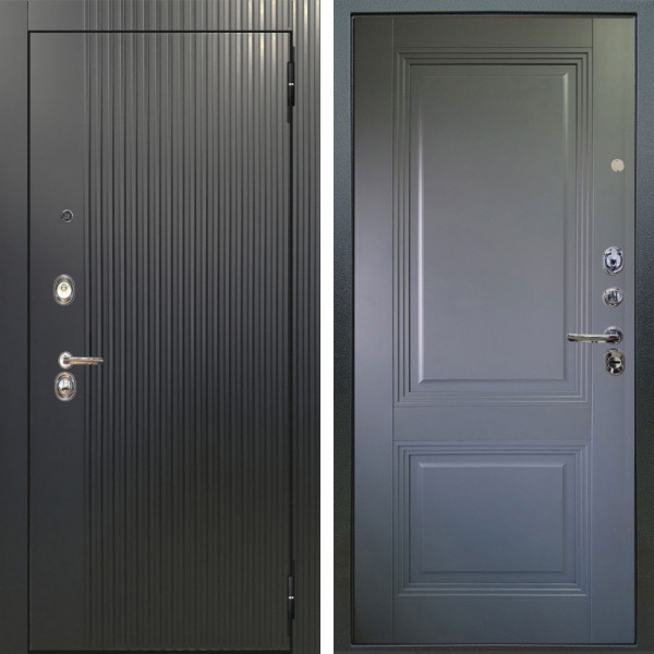 Входная дверь Аргус ЛЮКС 3К Фрейда Черный кварц + Соло Антрацит софт