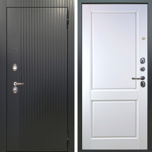 Входная дверь Аргус ЛЮКС 3К Фрейда Черный кварц + Соренто Белая эмаль