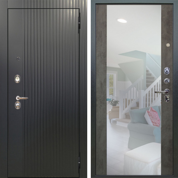 Входная дверь Аргус ЛЮКС 3К Фрейда Черный кварц + Вояж Светлый бетон