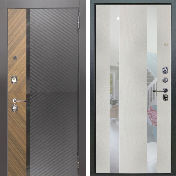 Входная дверь Аргус ЛЮКС 3К Фуриоса + Дуэт белое дерево вставки Николь