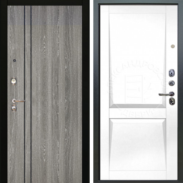 Входная дверь Аргус ЛЮКС 3К Гейджи Орех мраморный + Ариана Белая эмаль