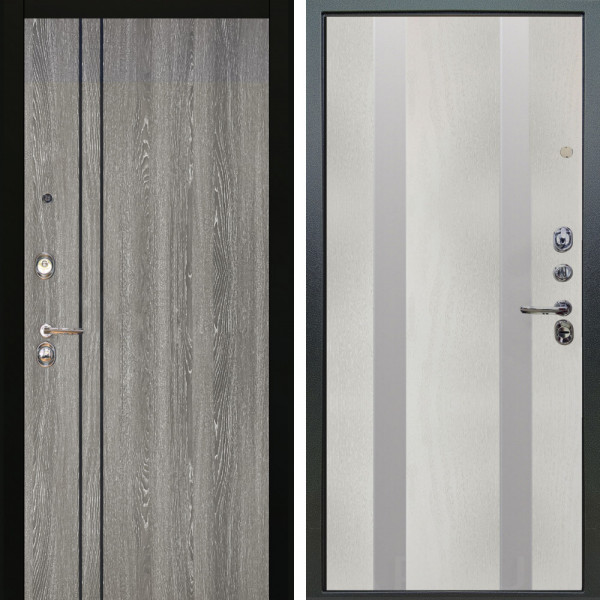 Входная дверь Аргус ЛЮКС 3К Гейджи Орех мраморный + Дуэт Белое дерево вставки Изабель