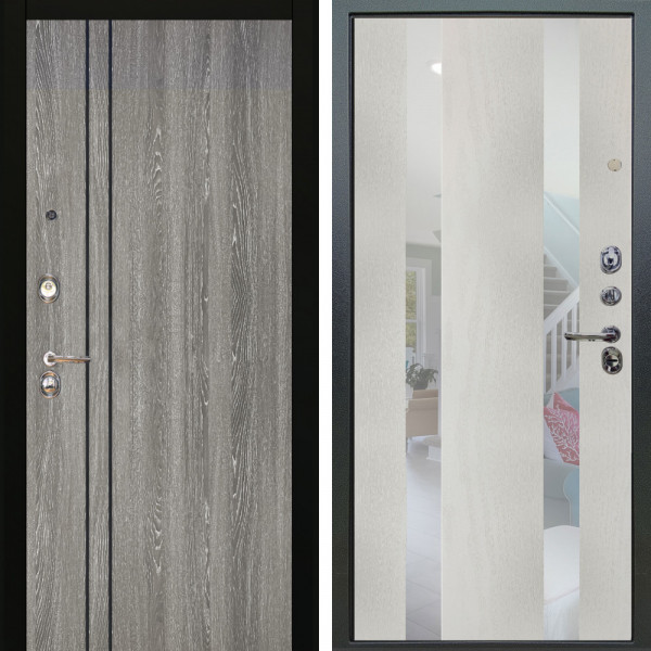 Входная дверь Аргус ЛЮКС 3К Гейджи Орех мраморный + Дуэт белое дерево вставки Николь