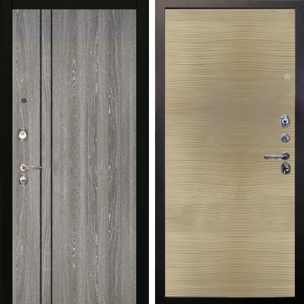 Входная дверь Аргус ЛЮКС 3К Гейджи Орех мраморный + Элегант Дорс светлый горизонт