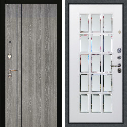 Входная дверь Аргус ЛЮКС 3К Гейджи Орех мраморный + Мэрелин Софт милк зеркало с фацетом и пескоструем