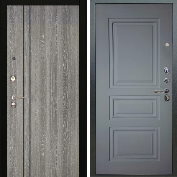 Входная дверь Аргус ЛЮКС 3К Гейджи Орех мраморный + Скиф Силк маус