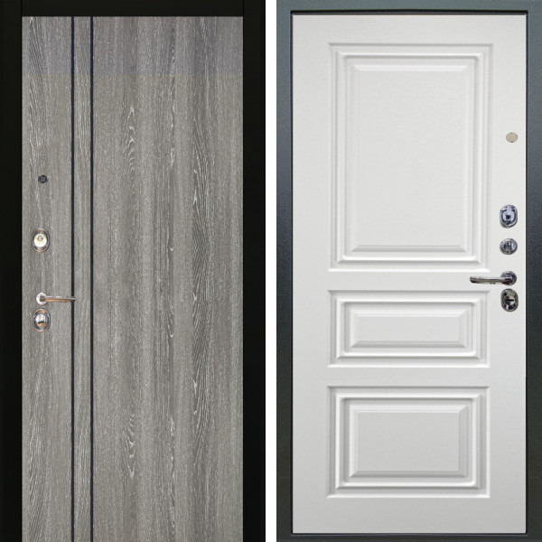 Входная дверь Аргус ЛЮКС 3К Гейджи Орех мраморный + Скиф Софт милк