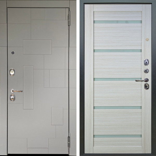 Входная дверь Аргус ЛЮКС 3К Корсо Силк флай + Александра Белая лиственница