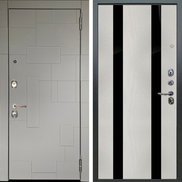 Входная дверь Аргус ЛЮКС 3К Корсо Силк флай + Дуэт Белое дерево вставки Кензо