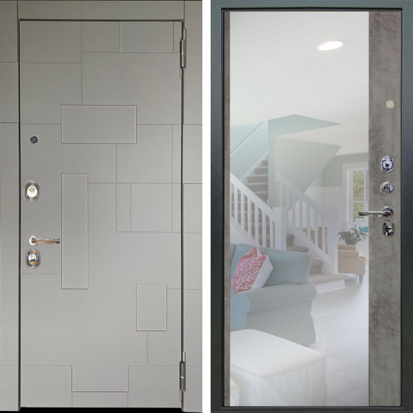 Входная дверь Аргус ЛЮКС 3К Корсо Силк флай + Магнум Светлый бетон