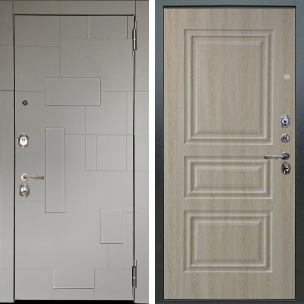 Входная дверь Аргус ЛЮКС 3К Корсо Силк флай + Скиф Дуб филадельфия крем