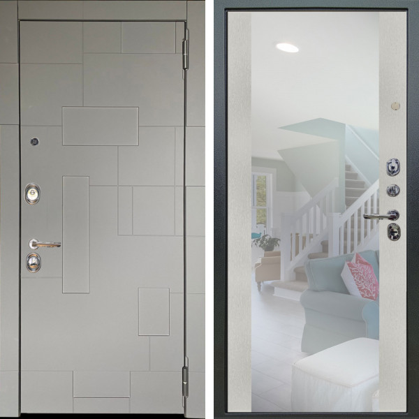 Входная дверь Аргус ЛЮКС 3К Корсо Силк флай + Вояж Белое дерево