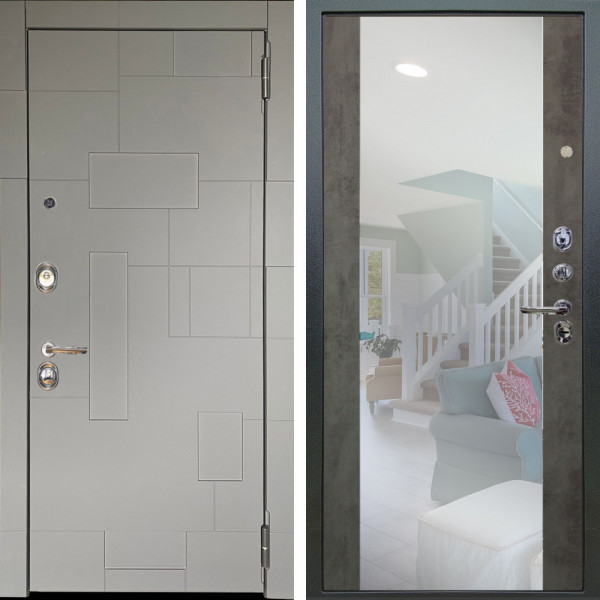 Входная дверь Аргус ЛЮКС 3К Корсо Силк флай + Вояж Светлый бетон