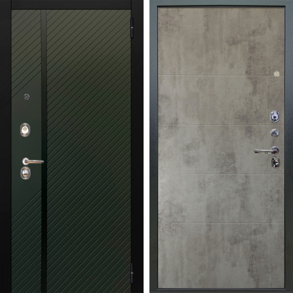 Входная дверь Аргус ЛЮКС 3К Ланцет Олива софт + Агат Светлый бетон