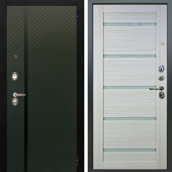 Входная дверь Аргус ЛЮКС 3К Ланцет Олива софт + Александра Белая лиственница