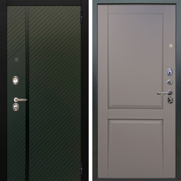 Входная дверь Аргус ЛЮКС 3К Ланцет Олива софт + Ариана Серая эмаль
