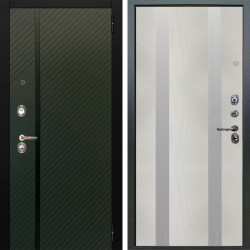 Входная дверь Аргус ЛЮКС 3К Ланцет Олива софт + Дуэт Белое дерево вставки Изабель