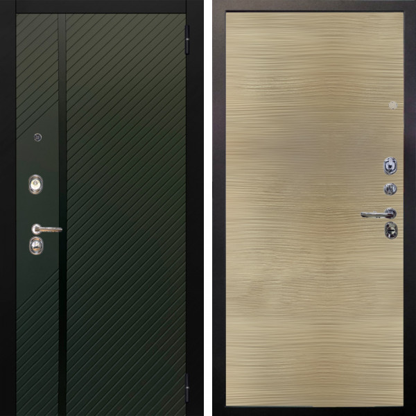 Входная дверь Аргус ЛЮКС 3К Ланцет Олива софт + Элегант Дорс светлый горизонт