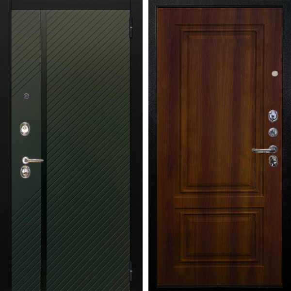 Входная дверь Аргус ЛЮКС 3К Ланцет Олива софт + Элион Дуб рустикальный