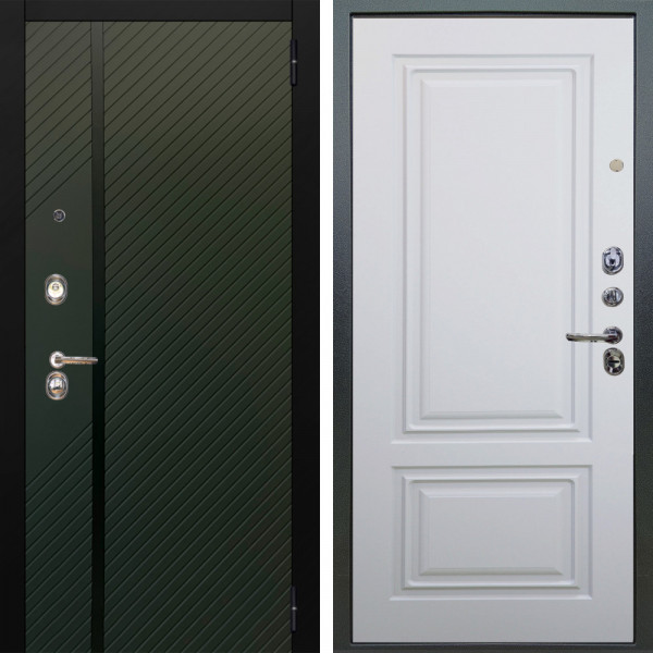 Входная дверь Аргус ЛЮКС 3К Ланцет Олива софт + Элион Софт милк