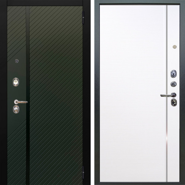 Входная дверь Аргус ЛЮКС 3К Ланцет Олива софт + Гауда Роял вуд белый