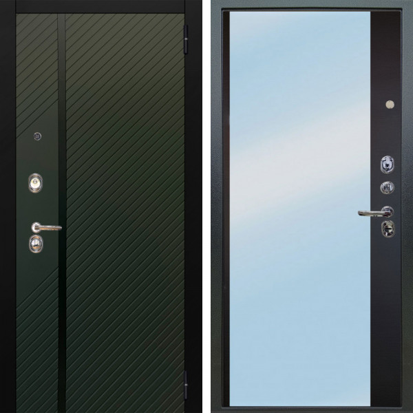 Входная дверь Аргус ЛЮКС 3К Ланцет Олива софт + Магнум Черный софт