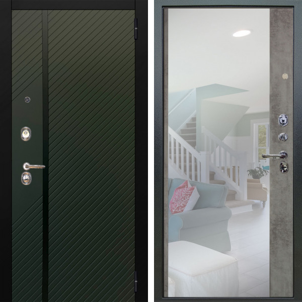 Входная дверь Аргус ЛЮКС 3К Ланцет Олива софт + Магнум Светлый бетон