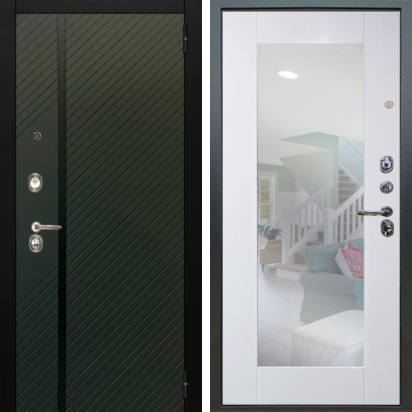 Входная дверь Аргус ЛЮКС 3К Ланцет Олива софт + Милли Роял вуд белый