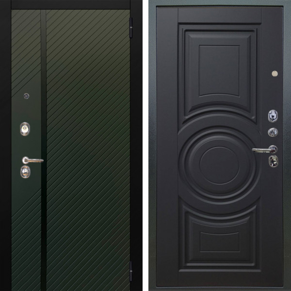 Входная дверь Аргус ЛЮКС 3К Ланцет Олива софт + Могадиш Черный софт
