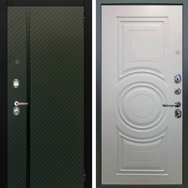 Входная дверь Аргус ЛЮКС 3К Ланцет Олива софт + Могадиш Софт милк