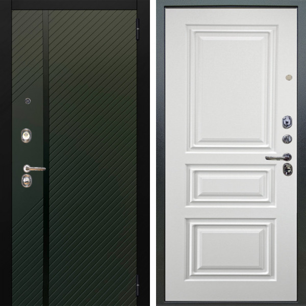 Входная дверь Аргус ЛЮКС 3К Ланцет Олива софт + Скиф Софт милк