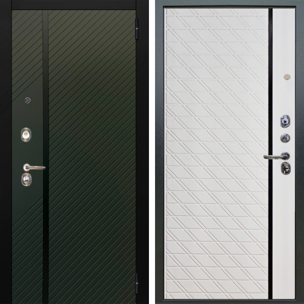 Входная дверь Аргус ЛЮКС 3К Ланцет Олива софт + Тори Софт милк