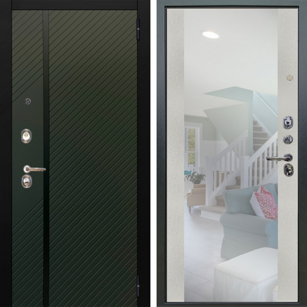 Входная дверь Аргус ЛЮКС 3К Ланцет Олива софт + Вояж Белое дерево